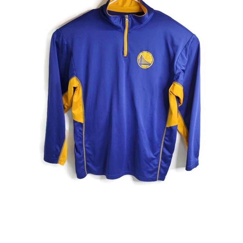 Majestic Golden State Warriors NBA Quarter Zip Pullover Blue Yellow Mens XLT